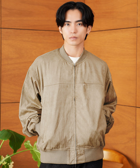 スウェード タッチ MA-1 ブルゾン | エムエーワン スウェード ショート シンプル きれいめ 大人 ライトアウター メンズ ミリタリージャケット