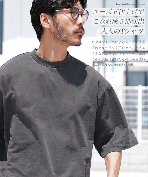 ヴィンテージ加工クルーネック半袖Tシャツ