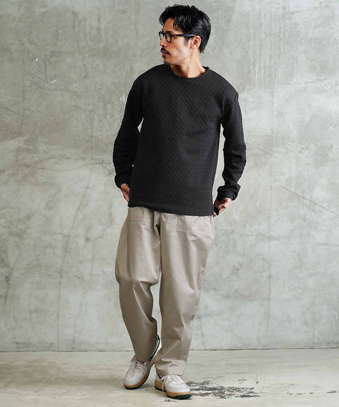 クロス ジャガード クルーネック ロンT | メンズ 総柄 Tシャツ 長袖Tシャツ ロンティー カットソー トップス