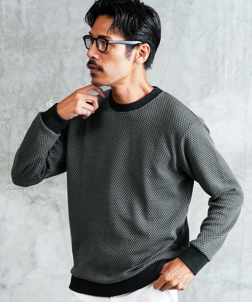 バイカラー ワッフル クルーネック ロンT | 長袖Tシャツ ロンティー カットソー トップス