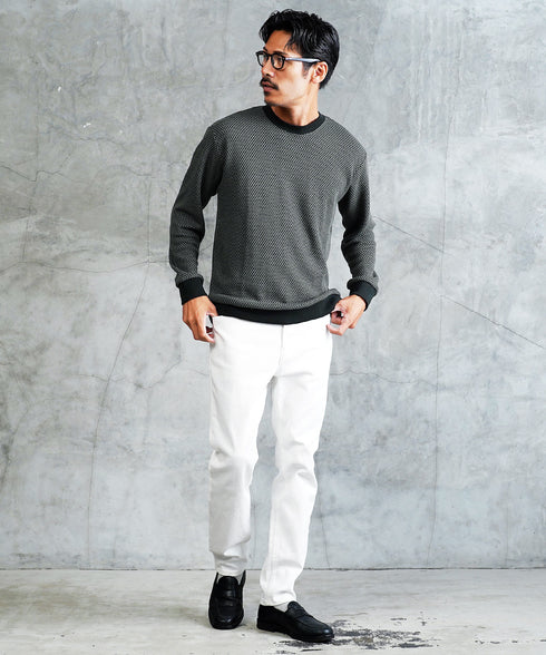 バイカラー ワッフル クルーネック ロンT | 長袖Tシャツ ロンティー カットソー トップス