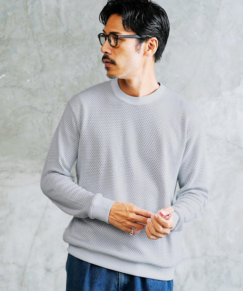 バイカラー ワッフル クルーネック ロンT | 長袖Tシャツ ロンティー カットソー トップス