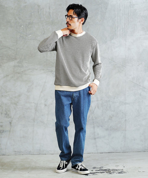 バイカラー ワッフル クルーネック ロンT | 長袖Tシャツ ロンティー カットソー トップス