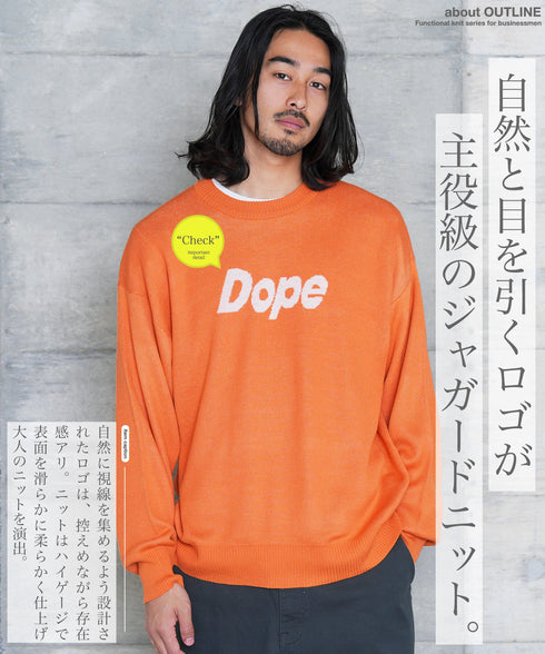 ロゴジャガードニットクルーネックセーター