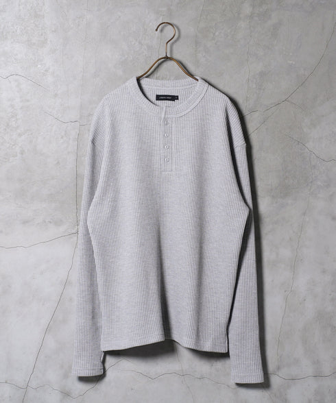 ワッフルサーマルロンT ヘンリーネック