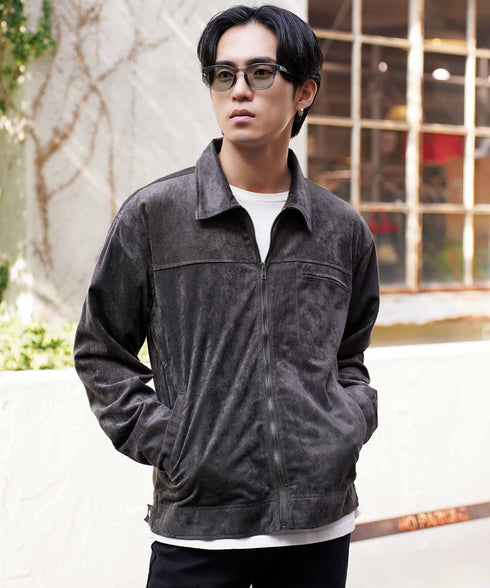 スウェードタッチスウィングトップ | ハリントンジャケット ブルゾン メンズ ジップアップ ジャケット ライトアウター
