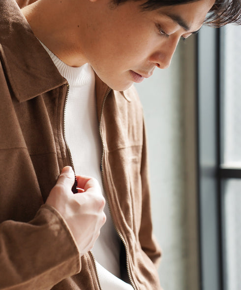 スウェードタッチスウィングトップ | ハリントンジャケット ブルゾン メンズ ジップアップ ジャケット ライトアウター