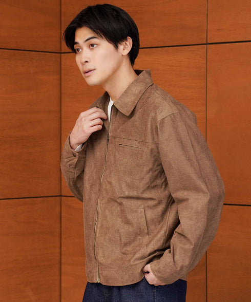 スウェードタッチスウィングトップ | ハリントンジャケット ブルゾン メンズ ジップアップ ジャケット ライトアウター