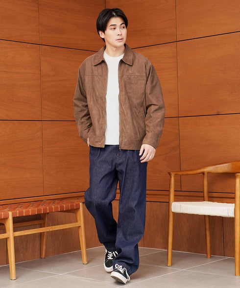 スウェードタッチスウィングトップ | ハリントンジャケット ブルゾン メンズ ジップアップ ジャケット ライトアウター