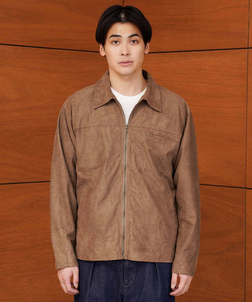 スウェードタッチスウィングトップ | ハリントンジャケット ブルゾン メンズ ジップアップ ジャケット ライトアウター