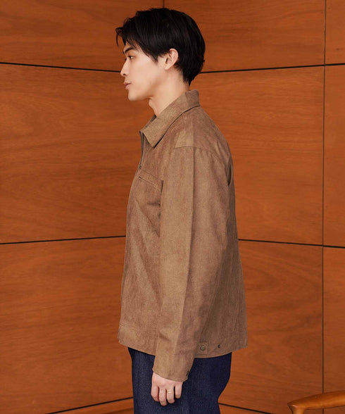 スウェードタッチスウィングトップ | ハリントンジャケット ブルゾン メンズ ジップアップ ジャケット ライトアウター