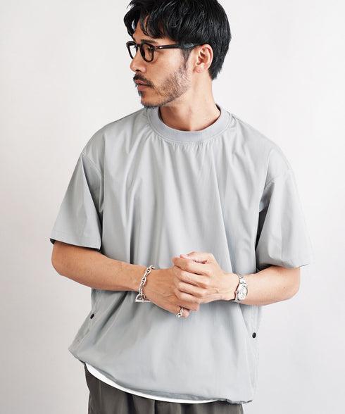 ポリエステルタフタコードシャーリング半袖プルオーバー