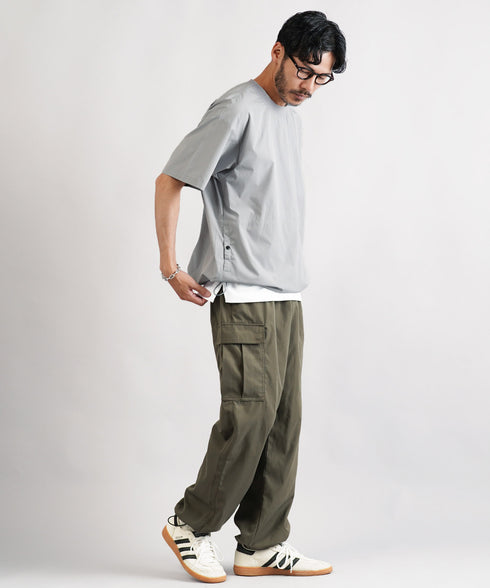 ポリエステルタフタコードシャーリング半袖プルオーバー