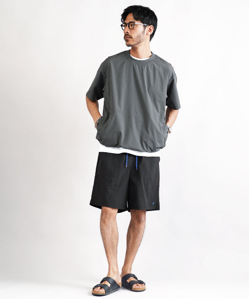 ポリエステルタフタコードシャーリング半袖プルオーバー