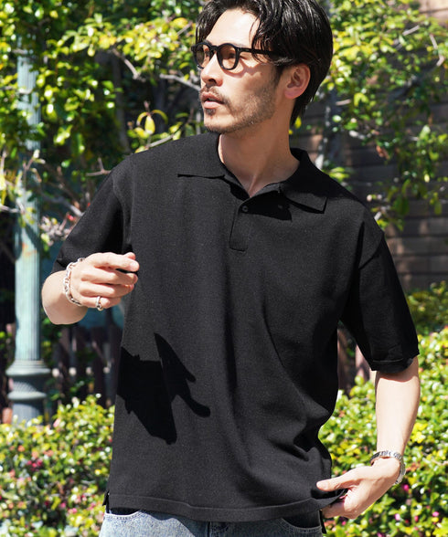 タンブラー乾燥機対応 5分袖ニットポロシャツ