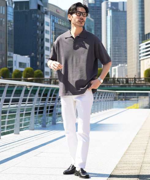 タンブラー乾燥機対応 5分袖ニットポロシャツ