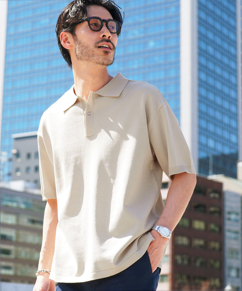 タンブラー乾燥機対応 5分袖ニットポロシャツ