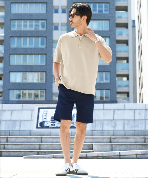 タンブラー乾燥機対応 5分袖ニットポロシャツ