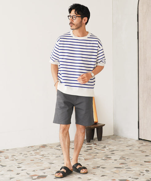 オフホワイト×ブルー MODEL : GO 180cm 66kg Lsize