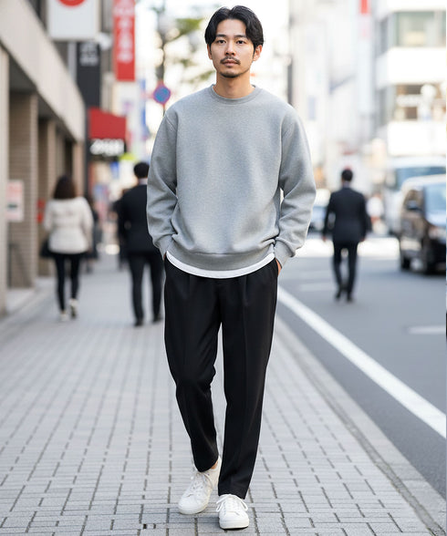 ダブルフェイストレーナー | トップス カジュアル ブランド 無地 大人コーデ ゆったり 黒 白 春服 春物 秋服 秋物 冬服 冬物 メンズファッション 20代 30代 40代