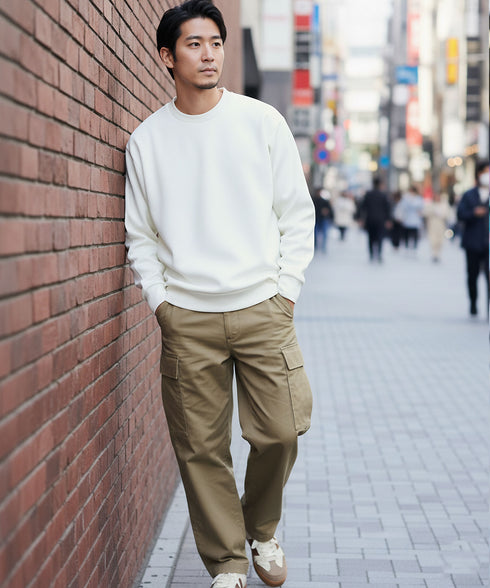 ダブルフェイストレーナー | トップス カジュアル ブランド 無地 大人コーデ ゆったり 黒 白 春服 春物 秋服 秋物 冬服 冬物 メンズファッション 20代 30代 40代