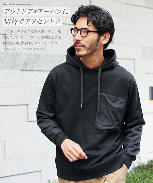 裏毛ワッシャーコンビパーカー