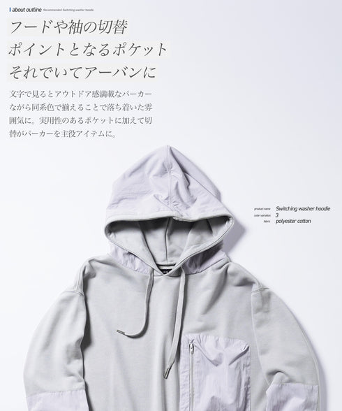 裏毛ワッシャーコンビパーカー