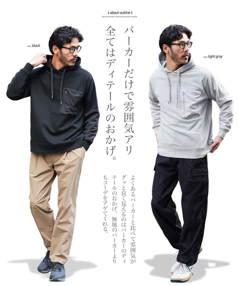 裏毛ワッシャーコンビパーカー