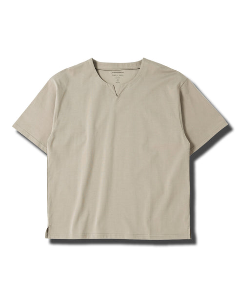 【接触冷感&UV】プレーティングキーネック半袖Tシャツ