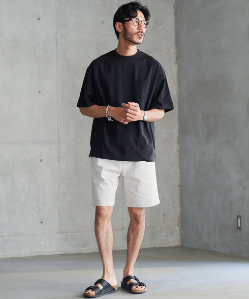 【接触冷感&UV】プレーティングポケット付きルーズ半袖Tシャツ