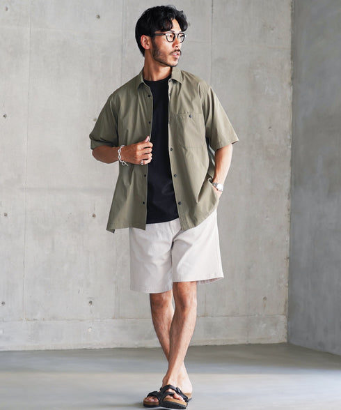 【接触冷感&UV】プレーティングポケット付きルーズ半袖Tシャツ