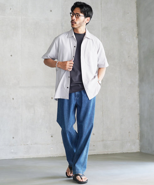 【接触冷感&UV】プレーティングポケット付きルーズ半袖Tシャツ