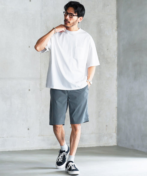 【接触冷感&UV】プレーティングポケット付きルーズ半袖Tシャツ