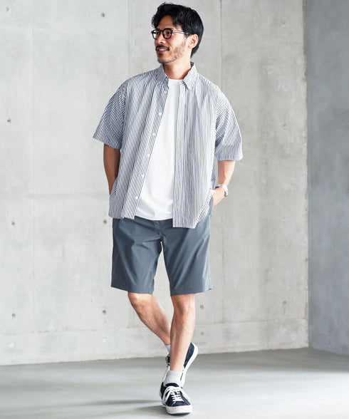 【接触冷感&UV】プレーティングポケット付きルーズ半袖Tシャツ