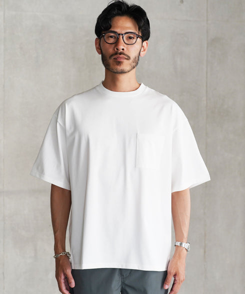 【接触冷感&UV】プレーティングポケット付きルーズ半袖Tシャツ