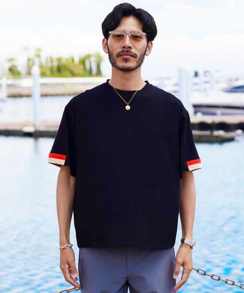 コットン アクセントスリーブ 半袖Tシャツ