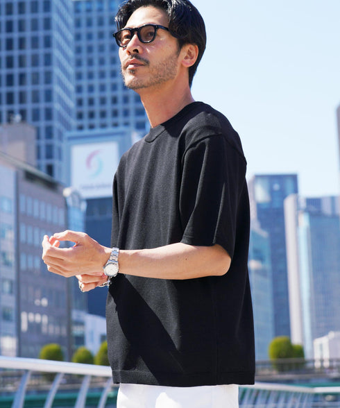 タンブラー対応タフニットクルーネック半袖セーター