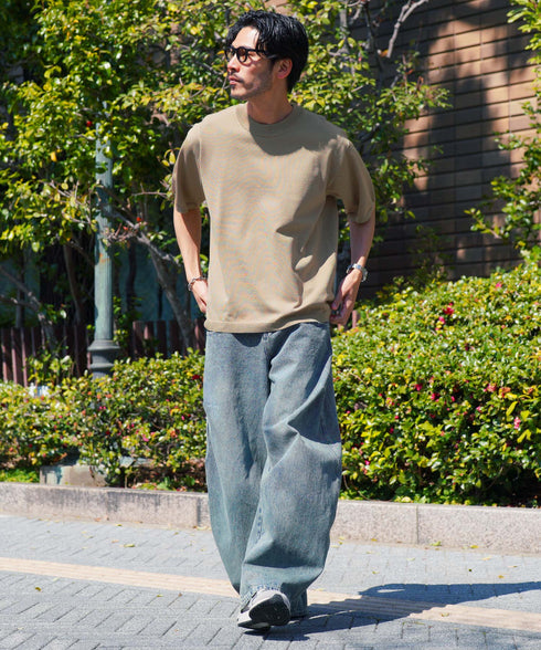 タンブラー対応タフニットクルーネック半袖セーター