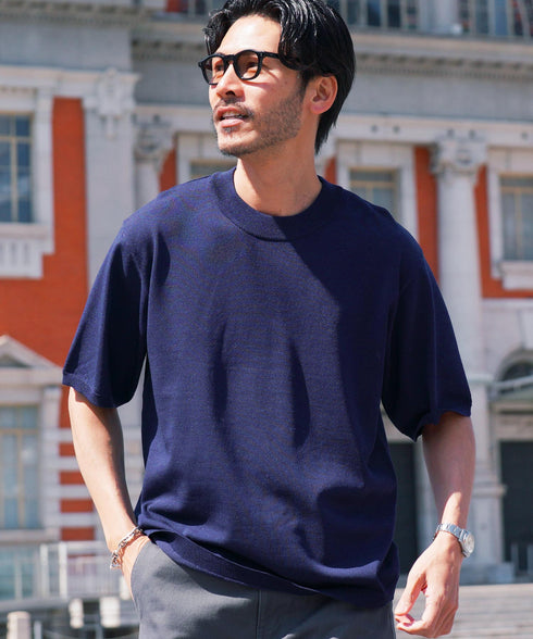 タンブラー対応タフニットクルーネック半袖セーター