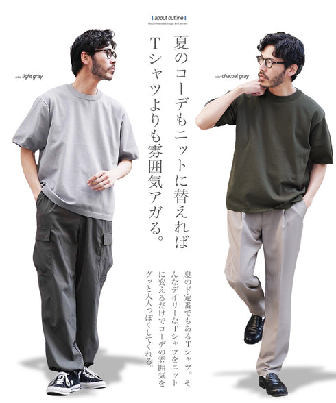 タンブラー対応タフニットクルーネック半袖セーター