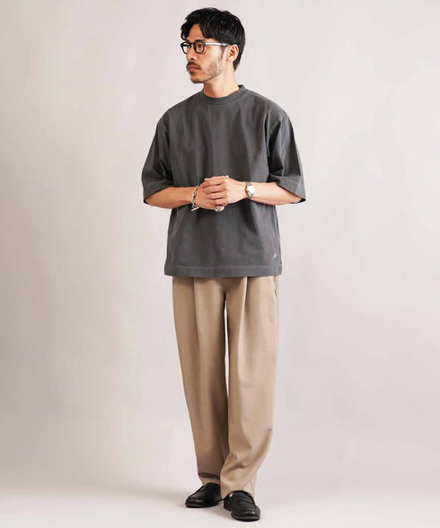 フェードピグメント5分袖クルーネックTシャツ