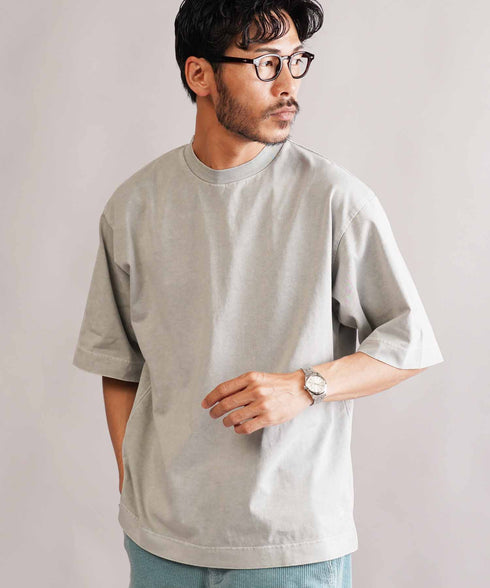 フェードピグメント5分袖クルーネックTシャツ