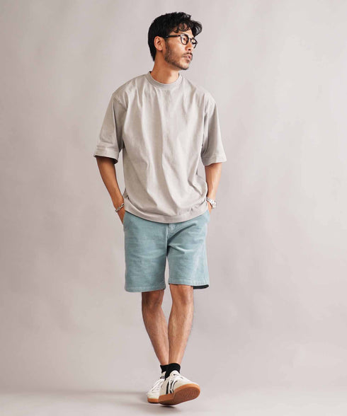 フェードピグメント5分袖クルーネックTシャツ