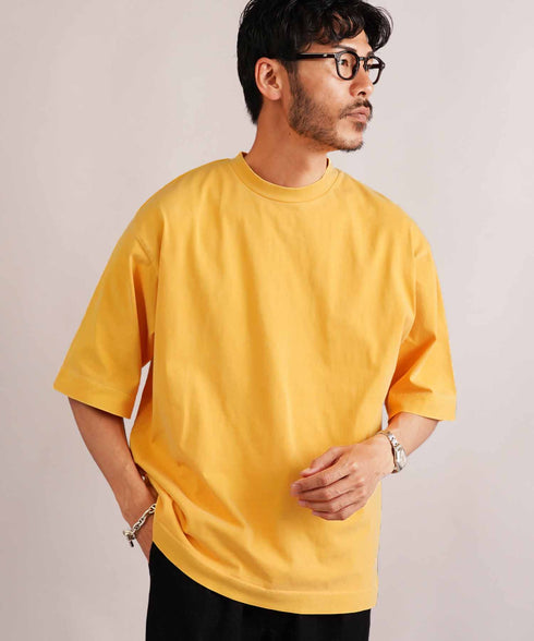 フェードピグメント5分袖クルーネックTシャツ