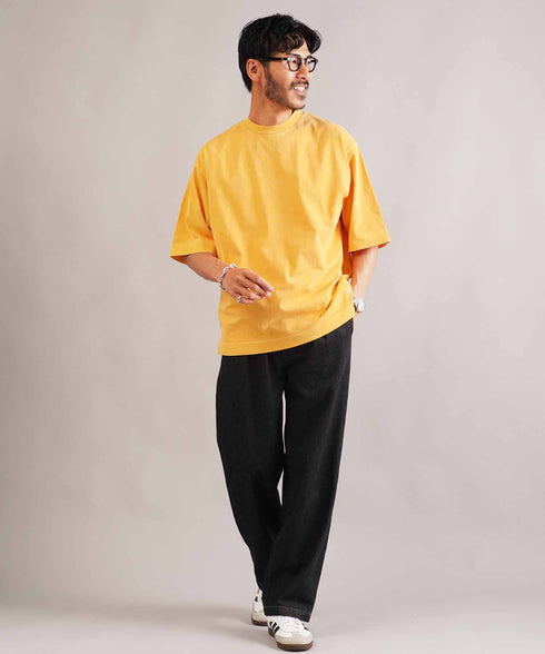 フェードピグメント5分袖クルーネックTシャツ