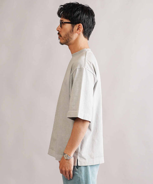 フェードピグメント5分袖クルーネックTシャツ