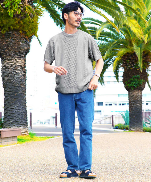 Aライトグレー(クルーネック) MODEL : GO 180cm 66kg Lsize