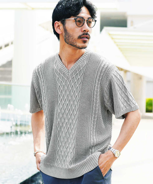 Bライトグレー(Vネック) MODEL : GO 180cm 66kg Lsize