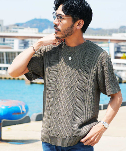 Aグレージュ(クルーネック) MODEL : GO 180cm 66kg Lsize