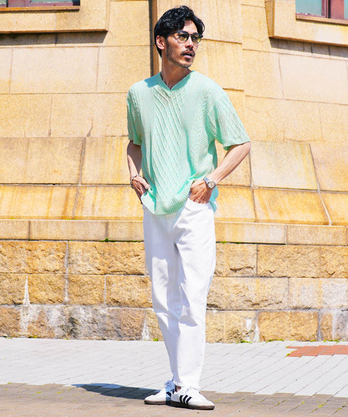 Bペールグリーン(Vネック) MODEL : GO 180cm 66kg Lsize